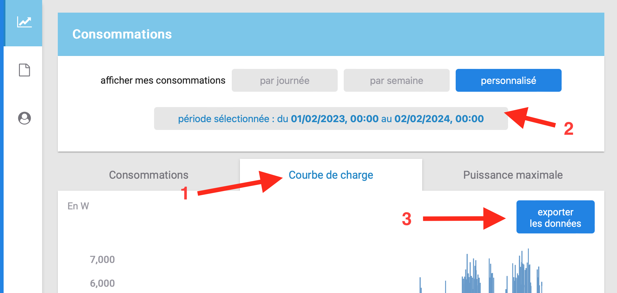 1ère étape pour télécharger les données sur le site de Strasbourg Electricité